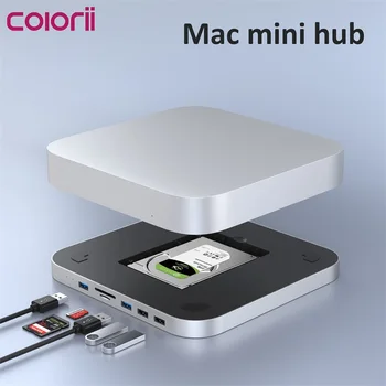 Colorii MC25 Sølv 2020 Sølv M1 M2 Mac Mini Hub Ssd Harddisk Kabinet-Dockingstation med kortlæser