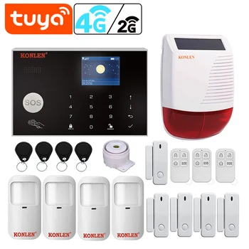 Tuya Smart WIFI 2G/ 3G 4G GSM Hjem Sikkerhed Alarm System Indbrudstyv Kit Trådløse og Kabelforbundne Med Google Alexa IP-Kamera Hus Beskyttelse