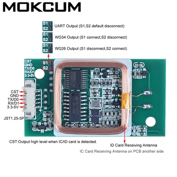 RFID Trådløse Reader Modul 13,56 MHz 125KHz Dobbelt Frekvens UART-ID, IC-højtydende Kortlæser DC 5V
