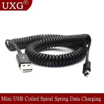 USB 2.0 Til Mini-USB-Kabler med Mini-USB-Spiral Spiral Fjeder Data Oplader Adapter Kabel-50cm/0,5 m 200cm/2m