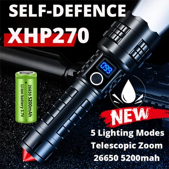 En Ny Generation XHP270 LED Lommelygte Kraftig USB-Fakkel selvforsvar T6 Taktiske Mini Bikelight Vandtæt Lygte til Camping