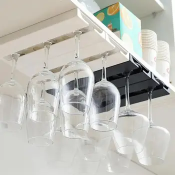 2stk Vin Glas Hængende Rack vægophæng Vin Glas Indehaver Klassificering Hængende Glas Cup Rack Punch-fri Skab Organizer