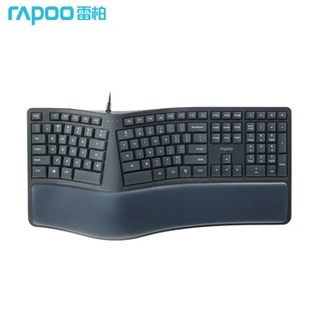 Rapoo NK8800 Ergonomisk Kabelbaseret Tastatur, Kontor Computer Holdbart Bælte Palm Support Resten, Sort