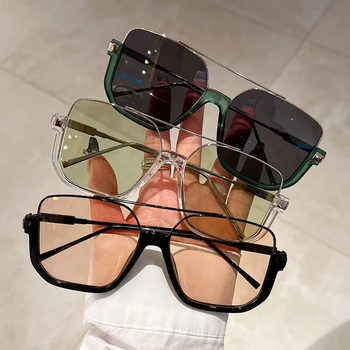 Mode Vintage Store Firkantede Solbriller Halvdelen Metal Ramme UV400 Solen Nuancer Kvinder Mænd Trendy Brand Design solbriller Briller