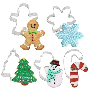 5Pcs/sæt Jul Honningkager Cookie Cutter Xmas Tree Skimmel Jul Kage Dekoration Af Jul Gave DIY Bage Småkage Skimmel