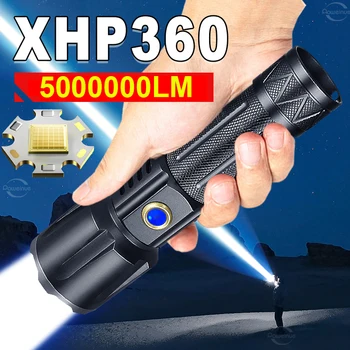 Nye XHP360 LED Lommelygte Super Lyse High Power Usb-Genopladelig Lommelygte IPX6 Vandtæt Mest Magtfulde Zoomable LED Lommelygte