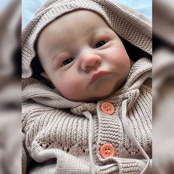 19inch Allerede Malet Færdig Reborn Baby Doll Vågen Nyfødte Baby Størrelse 3D Huden Synlige Vener Collectible Kunst Dukke