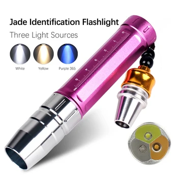 Tre lyskilder Lampe Lommelygte Jade Smykker, Penge Inspektion Identifikation Lampe 365NM LED Lommelygte
